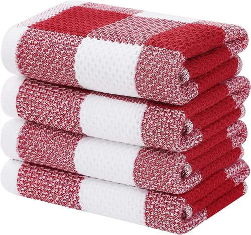 Vista 41 de Homaxy Paquete de 6 paños de cocina 100% algodón, 12 x 12 pulgadas, negro y rojo Negro & rojo