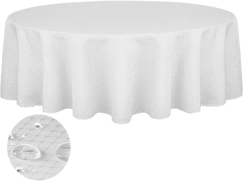 Vista 11 de Tektrum Mantel de jacquard redondo de 70 pulgadas, resistente al agua, resistente a las manchas, a prueba de derrames, ideal para cenas, banquetes