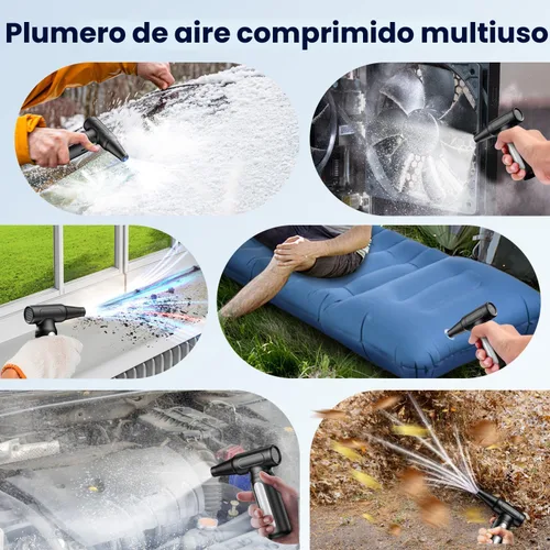 Vista 7 de Plumero eléctrico de aire comprimido, plumero de aire inalámbrico recargable para PC, limpieza de teclado y electrónica, reemplaza las latas de aire