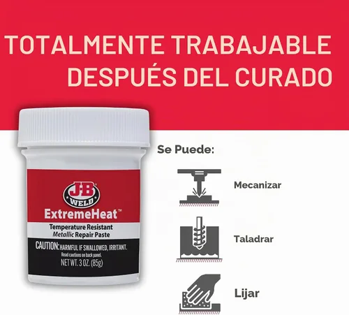 Vista 6 de J-B Weld 37901 ExtremeHeat - Pasta metálica resistente a altas temperaturas, 3 oz