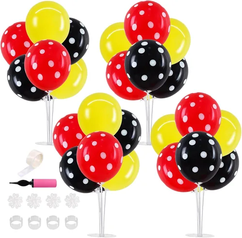 Vista 10 de TONIFUL Juego de 4 centros de mesa de globos de color negro, azul y Negro Azul Plata