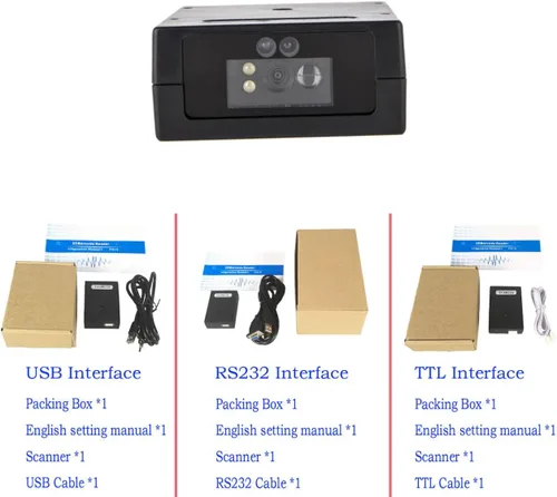 Vista 6 de Embedded Mini USB Fixed Mount Barcode Scanner Engine, CMOS 2D Barcode Reader Module RS232/TTL/USB Barcode Scanner Module Mini Size Module (RS232)
