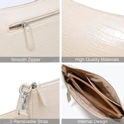Vista 4 de NIUEIMEE ZHOU Bolso de hombro pequeño con 2 correas extraíbles para mujer