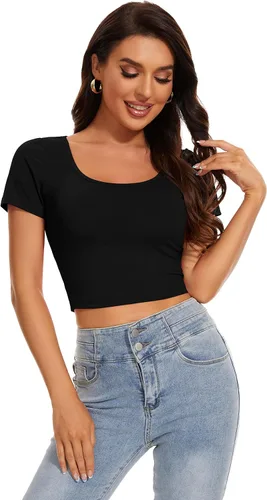 Vista 3 de Camisetas cortas básicas de manga corta atléticas para mujer