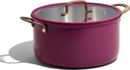 Vista 10 de CAROTE Olla de 7,6 l completamente revestida de acero inoxidable de tres capas con tapa, olla de cocina, olla de sopa, capa exterior de cerámica Azul