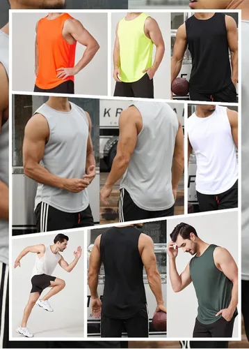 Vista 7 de KizBruo Camiseta sin mangas para hombre, deportiva, gimnasio, atletismo, entrenamiento, secado rápido, ajustada, ajustada, elige una talla más grande