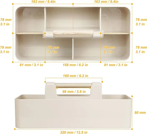 Vista 2 de Organizador de plástico para baby shower, organizador portátil de almacenamiento para niños/niños, cesta dividida con mango de madera para baño