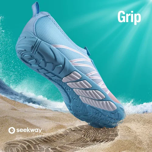 Vista 6 de SEEKWAY - Zapatos de agua unisex, de secado rápido, tipo calcetín y con sensación de pies descalzos para adultos ideales para playa, natación, río