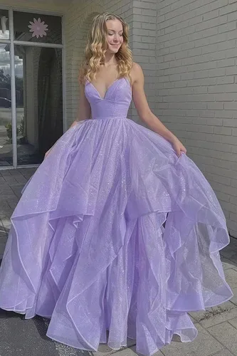 Vista 3 de BEIRTY Vestido de baile de graduación para mujer, largo con purpurina, tirantes delgados, cuello en V, sin espalda, vestido formal de fiesta de noche