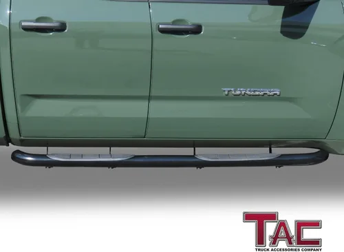 Vista 3 de TAC - Estribos laterales compatibles con Toyota Tundra 2022-2024, camioneta de doble cabina, barras laterales negras de 3 pulgadas, barras laterales