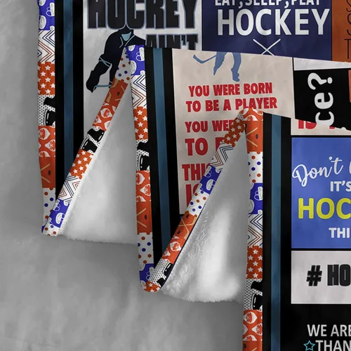 Vista 4 de Manta de hockey, regalos para niños y niños, suave y acogedora ropa de cama de hockey, manta de vellón, regalos de hockey para hombres y mujeres