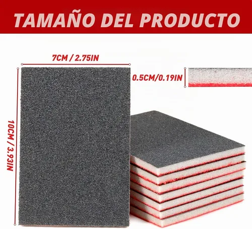 Vista 2 de 36 piezas de esponja de lija de grano 80/120/180/240/320/400, surtido de papel de lija, bloques de lija lavables y reutilizables para madera, metal