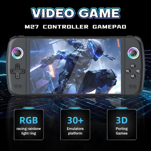 Vista 2 de M27 - Consola de videojuegos retro 256G, consola de juegos portátil con 50000+ juegos retro incorporados, 30+ emuladores, pantalla IPS de 7