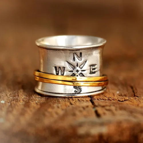 Vista 4 de Boho-Magic - Anillo giratorio de plata de ley 925 para mujer