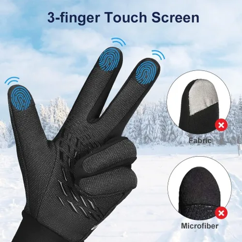 Vista 3 de Guantes de invierno para hombres y mujeres, para pantalla táctil para clima frío, antideslizantes, guantes cálidos con forro térmico de punto suave