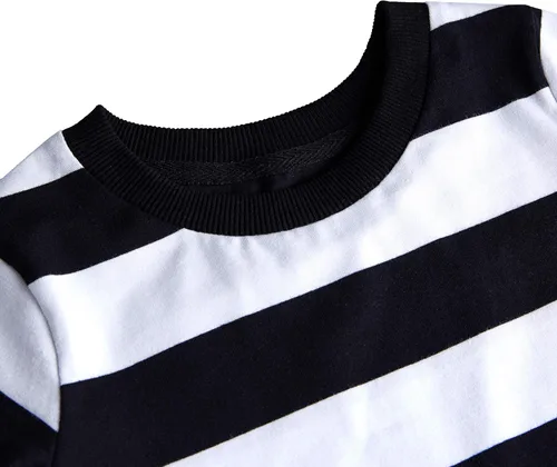 Vista 3 de Spring&Gege Camiseta de manga corta con cuello redondo de algodón a rayas para niños