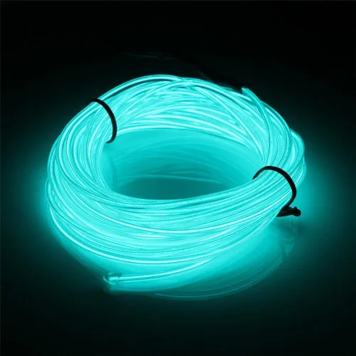 Vista 19 de JIGUOOR - Tira de luces de neón brillantes con cable EL y paquete de baterías, de 9.8 pies, 360 ° de iluminación, para bricolaje, festivales, Azul