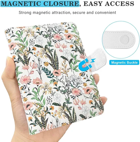 Vista 5 de Soporte para pasaporte para viaje, funda de cuero con bloqueo RFID, combo con ranura para tarjeta de crédito y ranura para tarjeta de embarque