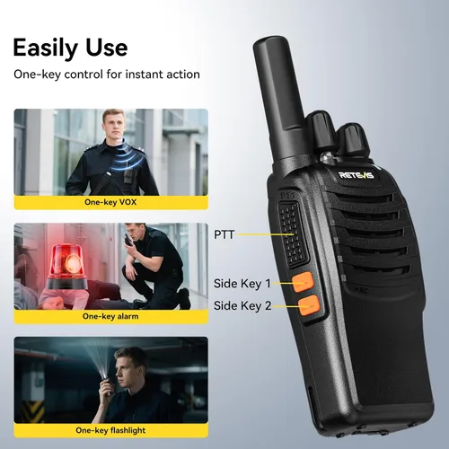 Vista 5 de Retevis H-777 Walkie Talkies para adultos, radio de 2 vías de largo alcance con auriculares, cargador de múltiples bandas de 10 vías, radios