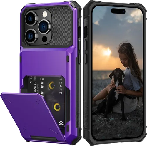 Vista 56 de Nvollnoe Compatible con iPhone 15 Funda con ranura para tarjetas, resistente, protectora de doble capa, a prueba de golpes, ranura oculta
