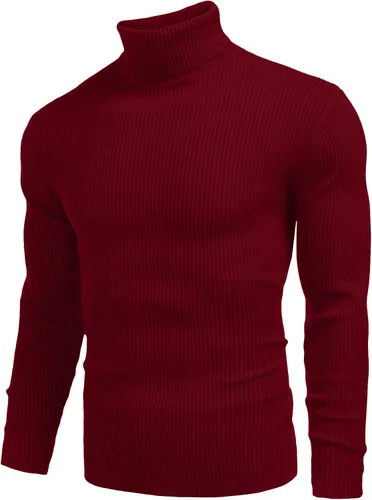 Vista 2 de COOFANDY - suéter de punto para hombre, acanalado, entallado y con cuello de tortuga