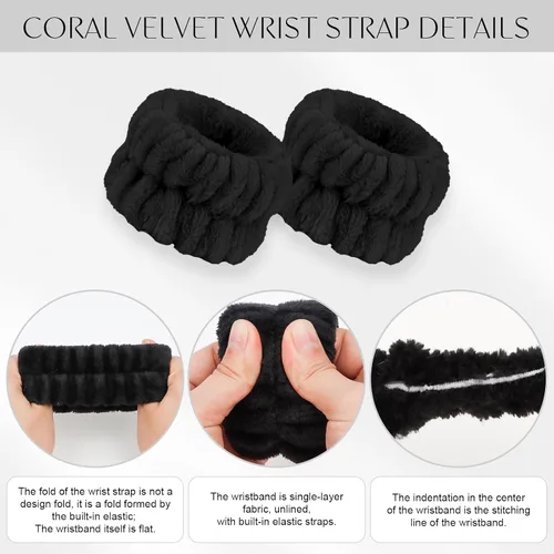 Vista 5 de CAVETEE Set de 3 Vinchas Lindas - Vincha Elástica Cosmética, Pulsera para Mujeres, Cuidado de la Piel, Ducha