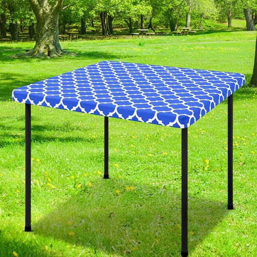 Vista 12 de Smiry Mantel cuadrado para mesa de pícnic, manteles de camping impermeables elásticos ajustables, protector de mantel de vinilo con respaldo de Gris