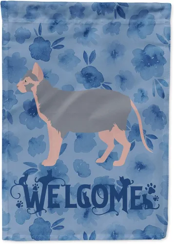 Vista 179 de Caroline's Treasures CK4813CHF - Bandera de bienvenida con gato abisinio azul, manga grande, para porche, para colgar en la pared, poliéster