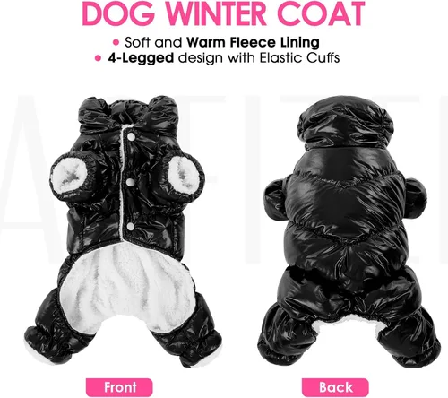 Vista 3 de AOFITEE Abrigo para perro, chaqueta impermeable para perro, abrigo de invierno para perros de cuerpo completo, traje de nieve, chaqueta acolchada a