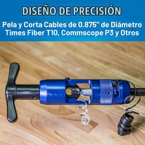 Vista 2 de Jonard Tools HSC-875 Herramienta de extracción y pelado de línea dura 0.875 "para cables Times Fiber T10 y Commscope P3