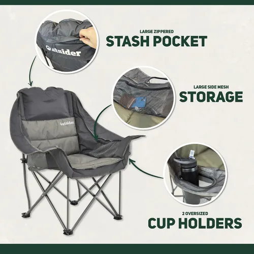 Vista 5 de OUTSIDER Silla de camping plegable acolchada de gran tamaño Silla acolchada resistente para exteriores con capacidad de peso de 400 libras