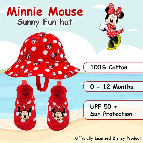 Vista 2 de Disney Conjunto de gorro y botines de natación para bebé Mickey Mouse Minnie Mouse y Princesas protección solar UPF 50 0-12 meses 0-12 meses