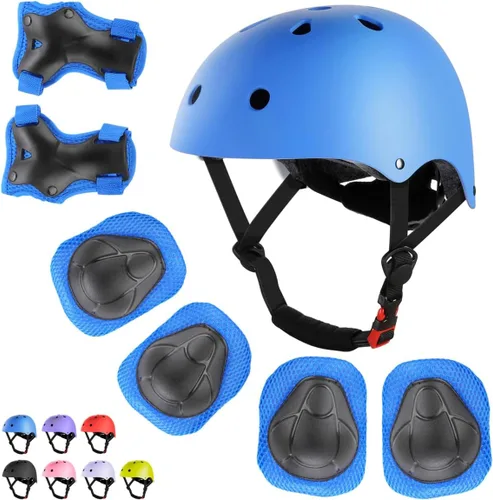 Vista 12 de WayEee Juego de casco de bicicleta para niños, rodilleras, equipo de protección ajustable, 3-14 años