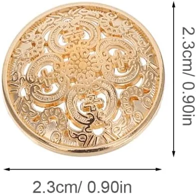 Vista 6 de SUPVOX 30 botones de metal para costura: botón plano redondo de diseño hueco dorado de 0.906 in para chaquetas y suéteres, ideal para costura