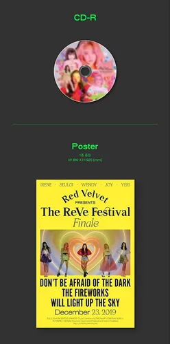 Vista 4 de K-POP Red Velvet - The Reve Festival Finale, Scrapbook Cover incl. CD, 56pg Photobook, Photocard, Folded Poster, Extra Photocards Set