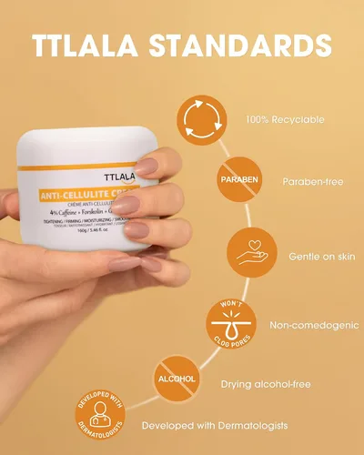 Vista 6 de Crema anticelulítica para glúteos y muslos, crema reafirmante corporal con 4% de cafeína y forskolina, crema reafirmante B Flat Belly y crema
