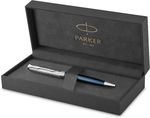 Vista 11 de PARKER Sonnet - Bolígrafo de metal de alta calidad y acabado negro brillante con borde dorado, punta media con recarga de tinta negra, caja de regalo