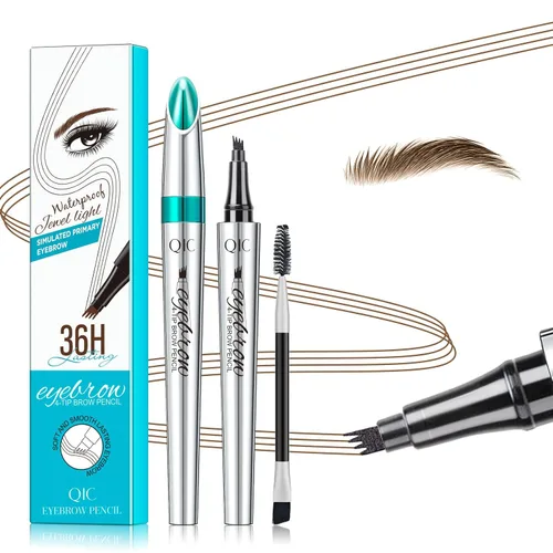 Vista 8 de QIC Lápiz de cejas de 4 puntas, bolígrafo microblading impermeable de larga duración con aplicador de punta de microhorquilla mejorado para cejas
