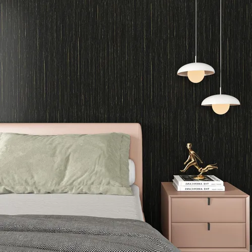 Vista 4 de Livelynine Papel tapiz texturizado negro y dorado para despegar y pegar, papel adhesivo negro y dorado para gabinetes, encimeras, escritorio