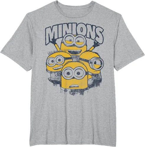 Vista 39 de Despicable Me Minions Vintage Group Graphic Camiseta Gris Oscuro