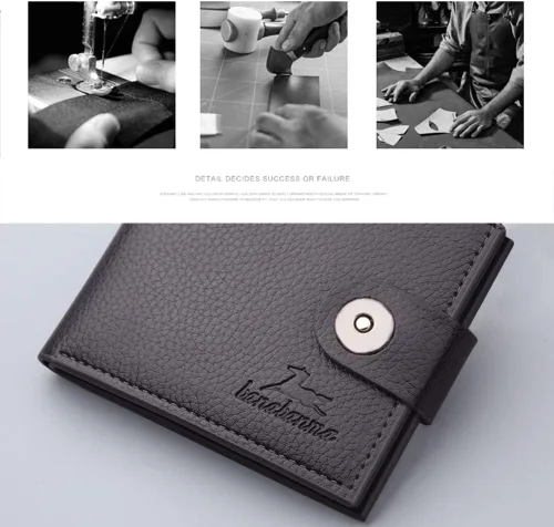 Vista 39 de Cartera delgada para hombre con monedero, cartera minimalista con cremallera, carteras plegables para hombre con tarjetero de crédito, cartera