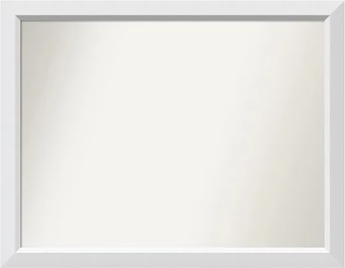 Vista 417 de Amanti Art Espejo de baño blanco para sobre el fregadero, 24 x 26 pulgadas, espejo rectangular blanco y blanco, marco de madera contemporáneo