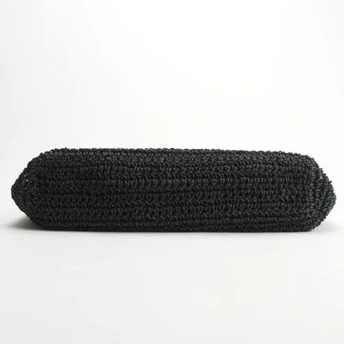 Vista 5 de QTKJ Bolso de hombro de paja grande suave tejida a mano bolso de playa negro bohemio con asa de paja retro de verano bolso de ratán negro Negro 118x