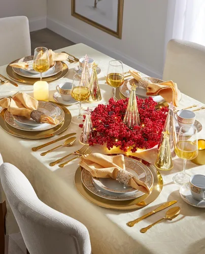 Vista 3 de BrylaneHome Medici - Juego de vajilla de porcelana dorada (40 piezas)