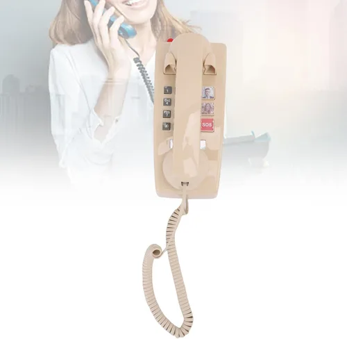 Vista 9 de Teléfono de pared retro, fácil de usar, función de marcación rápida de llamada SOS con 3 grupos de números preestablecidos y 3 niveles de ajuste