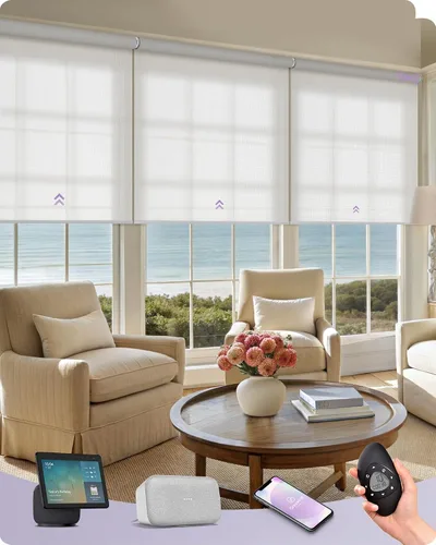 Vista 37 de Graywind Persianas enrollables inteligentes acopladas compatibles con Alexa Google, tamaño personalizado extra grande, persianas motorizadas