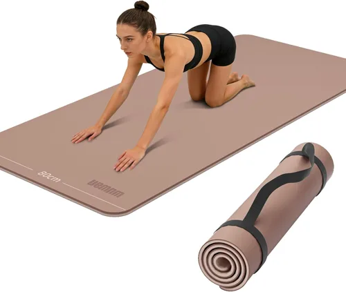 Vista 10 de Tapete de yoga ancho de 31.5 in, antideslizante, extra grueso, de 1/3 pulgadas, material TPE de alta resistencia, esterillas de yoga caliente
