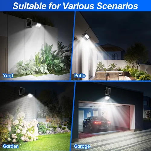 Vista 7 de Luces solares de 3000 lm para exteriores, luz con sensor de movimiento impermeable IP67 con batería de 4000 mAh, luz de seguridad solar LED
