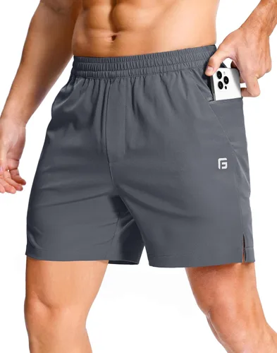 Vista 49 de GGJ Pantalones cortos deportivos ligeros para hombre con 2 bolsillos con cremallera de 7/5/9 pulgadas, pantalones cortos de tenis de secado rápido