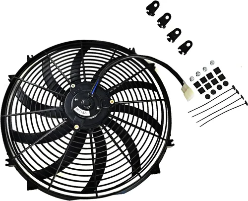 Vista 6 de 16" 12V 120W Universal Slim Fan Push Pull Radiador eléctrico Kit de montaje de refrigeración (negro)